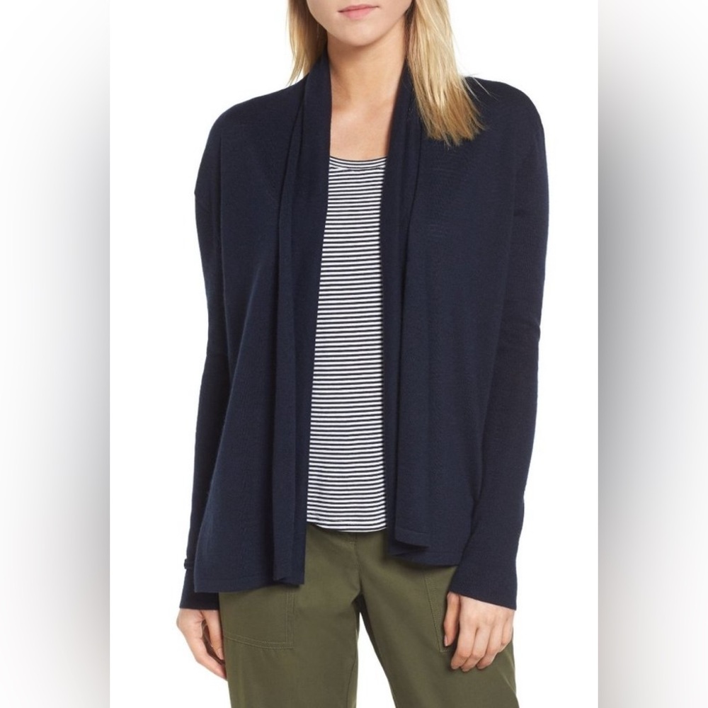 NWT Nordstrom Signature Cashmere Blend Cardigan Small Navy Night